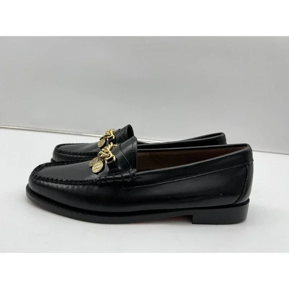 New Anthropologie Bass Charm Penny Laofers Womans Size 8 Medium Black Slip On - Picture 6 of 11